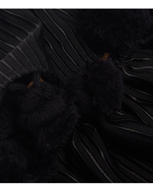 LaDoubleJ Black Ruffled Pimento Slides