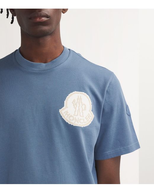 Moncler Pixelated Logo T Shirt in Blue for Men Lyst