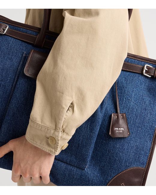Prada Blue Denim And Leather Bonnie Tote Bag for men