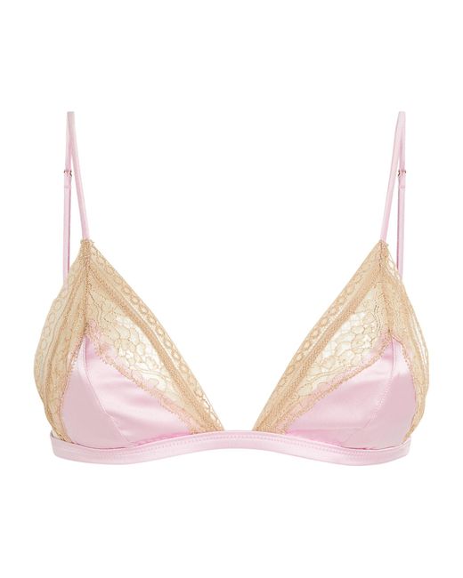 Kiki de Montparnasse Pink Silk-lace Tiered Wireless Bra