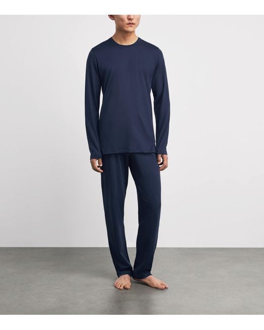 Hanro Blue Cotton Night & Day T-Shirt for men