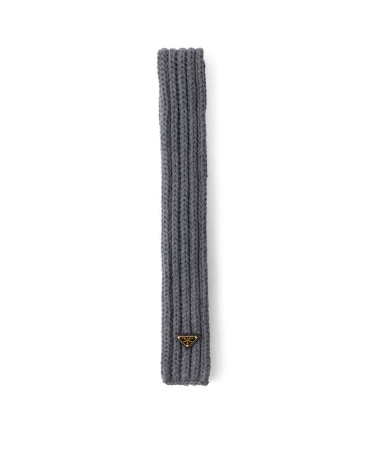 Prada White Virgin Wool Logo Scarf