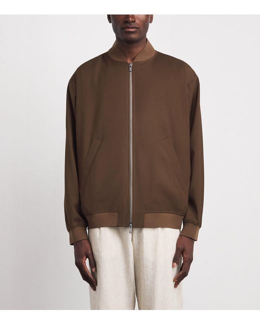 Barena Brown Virgin Wool Bomber Jacket for men