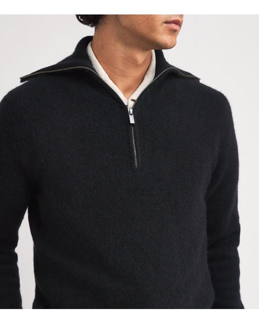 Barena Blue Wool Quarter-Zip Sweater for men