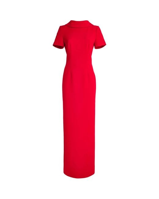 Roland Mouret Red Crepe Boat-Neck Maxi Dress