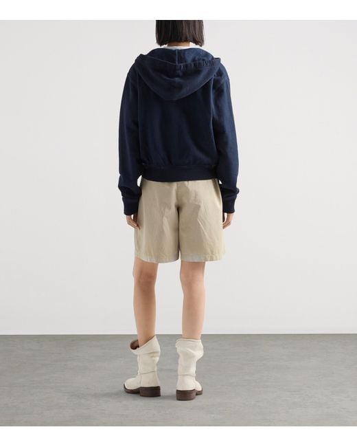 Prada Blue Cotton Logo Hoodie