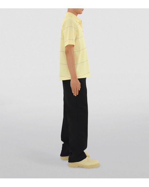 Burberry Yellow Cotton Striped Polo Shirt for men