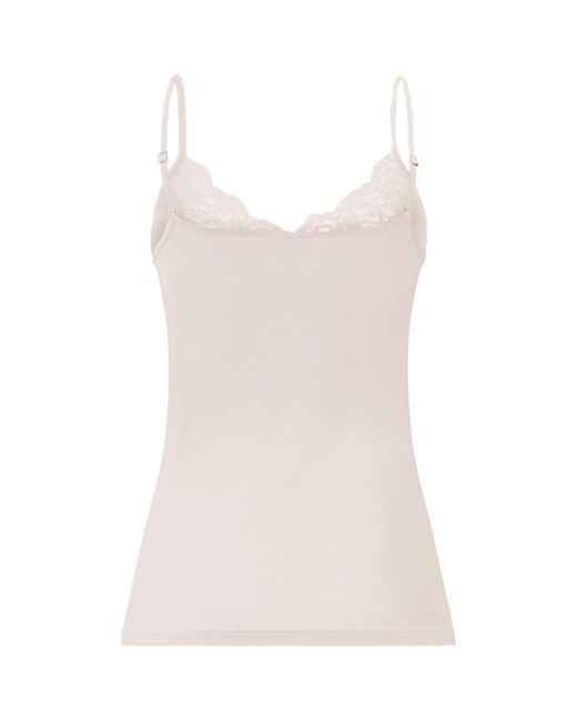 Hanro Pink Lace-Trim Dana Tank Top