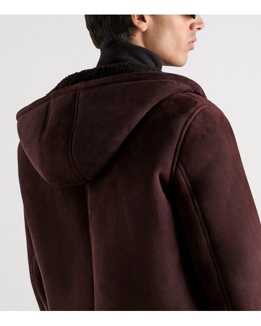 Dolce & Gabbana Brown Suede Fleece Hooded Jacket for men