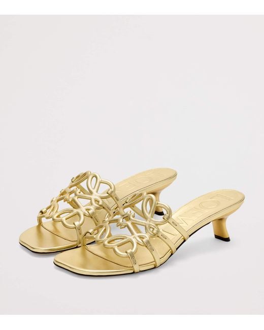 Loewe Natural X Paula's Ibiza Leather Petal Anagram Heeled Mules 45