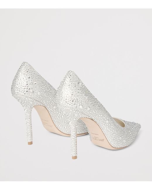 Jimmy Choo White Love 100 Embellished Satin Pumps