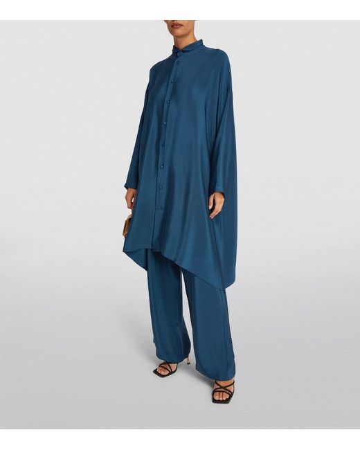 Eskandar Blue Silk A-line Shirt
