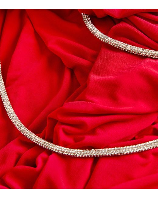 Hervé Léger Red Asymmetric Maxi Dress