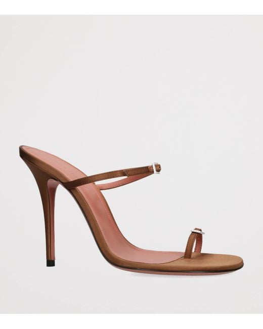 AMINA MUADDI Brown Satin Heeled Sandals 105