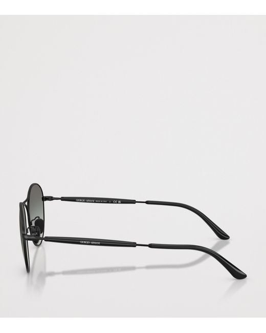 Giorgio Armani Gray Steel Round Sunglasses for men