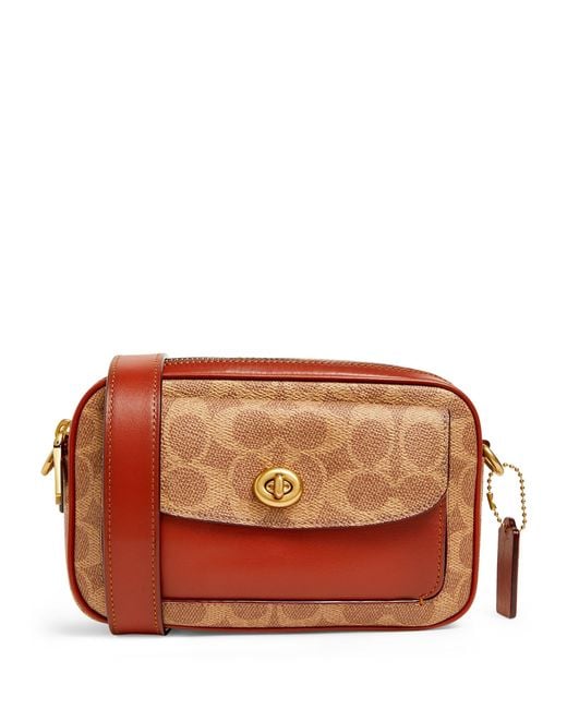 COACH Leather Signature Willow Camera Bag in Brown | Lyst UK