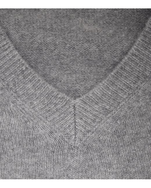 Officine Generale Gray Cashmere V-Neck Sweater for men