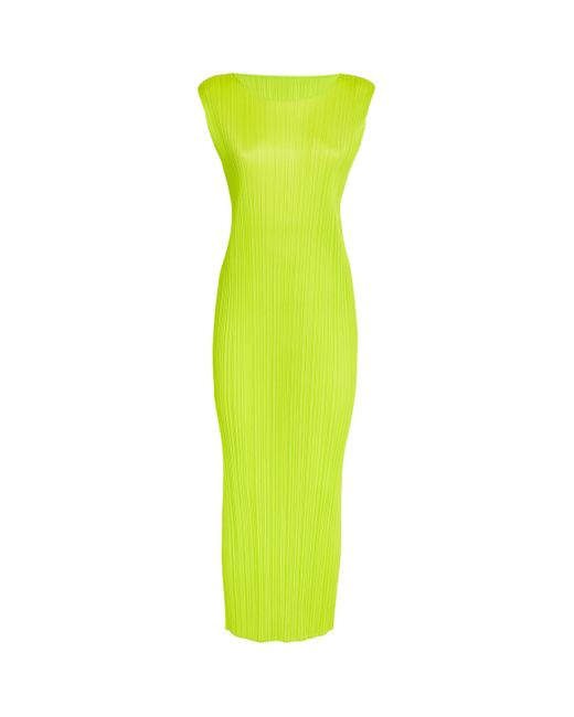 Pleats Please Issey Miyake Green Pleated Peanuts Midi Dress