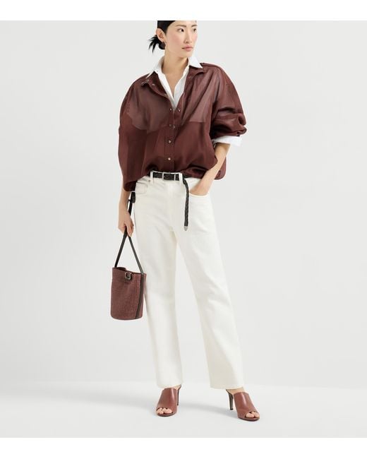 Brunello Cucinelli White Cotton Poplin Monili Shirt