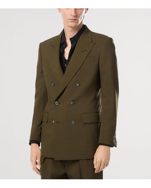 Tom Ford Green Wool-Cashmere-Silk Blazer for men