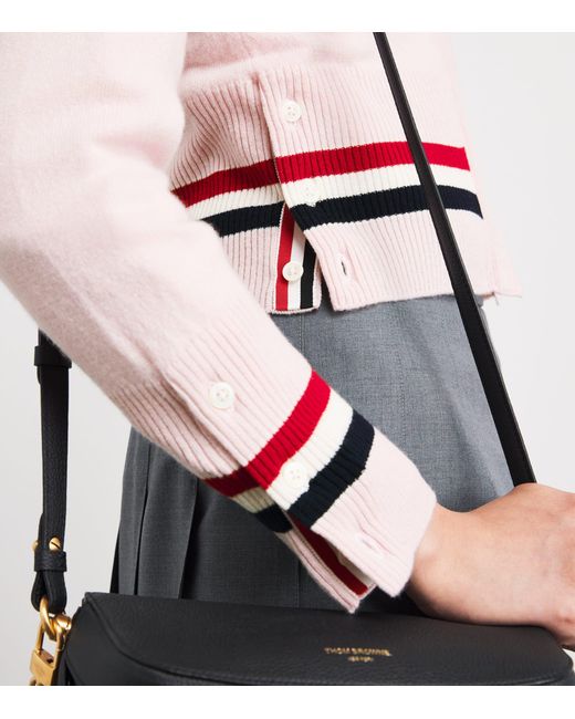 Thom Browne Pink Cashmere V-Neck Cardigan