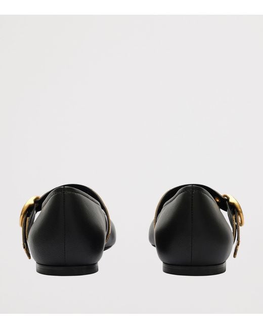 Burberry Black Leather Robin Ballet Flats