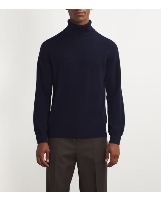 Harrods Blue Cashmere Rollneck Sweater for men