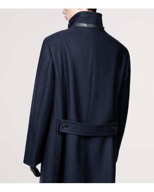 Tom Ford Blue Wool Military Overcoat for men