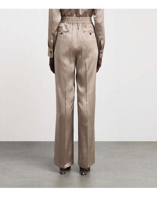 Kiton Natural Silk Printed Pleated Drawstring Trousers