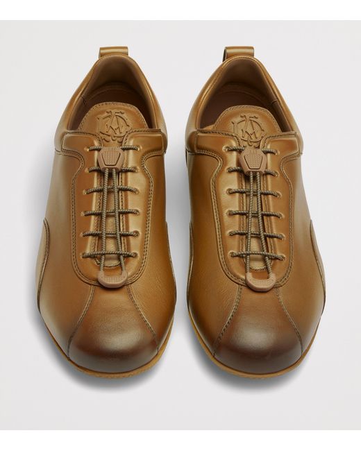 Dunhill Brown Patina Calfskin Davies Sneakers for men