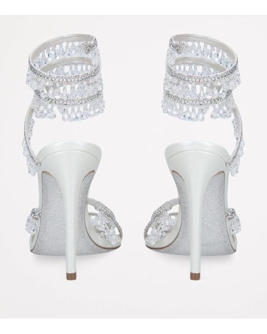 Rene Caovilla White Satin Chandelier Sandals 105
