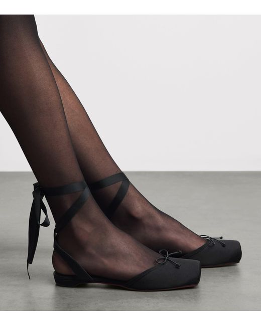 Christian Louboutin Black Cassia Lace-Up Satin Ballet Flats