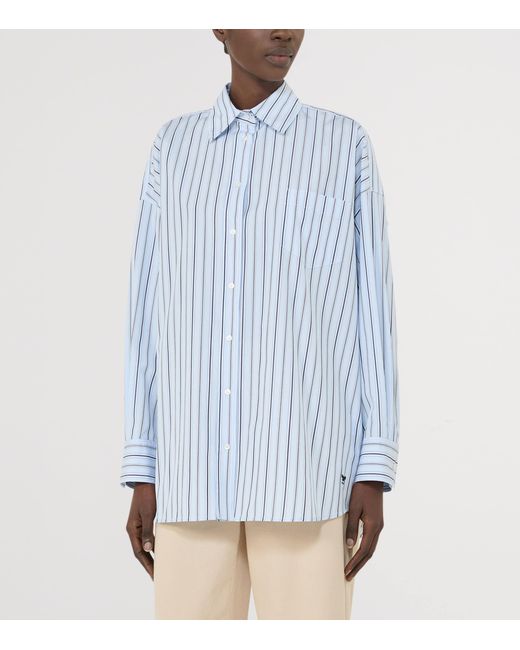 Weekend by Maxmara Blue Cotton Striped Oversized Shirt