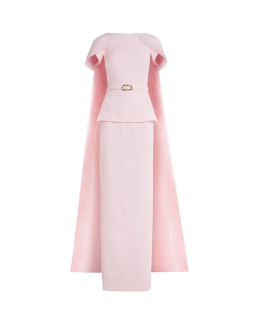Safiyaa Cape-Detail Erkin Maxi Dress in Pink | Lyst Safiyaa Cape-Detail Erkin Maxi Dress in Pink | Lyst