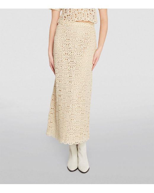 MAX&Co. Natural Lace-detail Midi Skirt