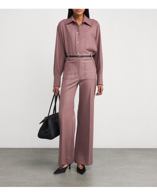 Victoria Beckham Brown Cropped Long-Sleeve Shirt