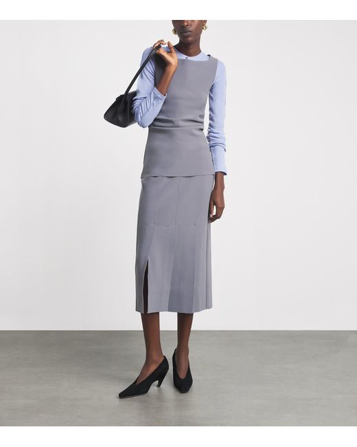 Birrot Gray Lay 2 Pleated Midi Skirt