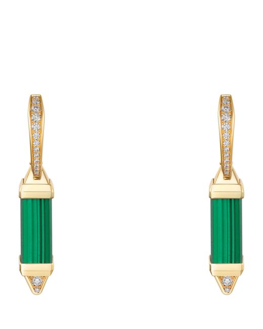 Cartier Green Yellow Gold, Diamond And Malachite Les Berlingots De Earrings