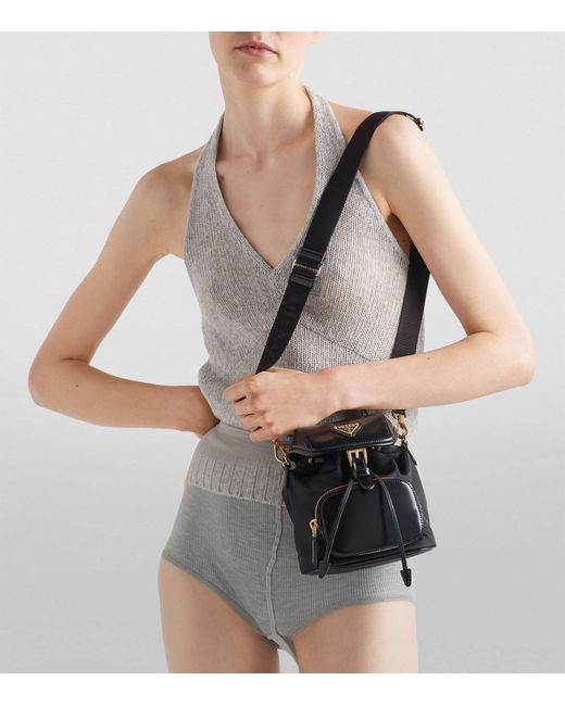 Prada Black Re-nylon And Leather Backpack Shoulder Bag