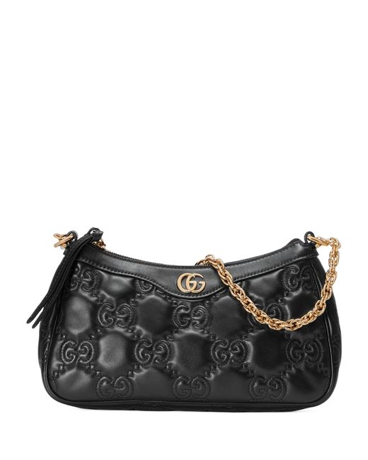 Gucci Black Leather Gg Matelassé Shoulder Bag