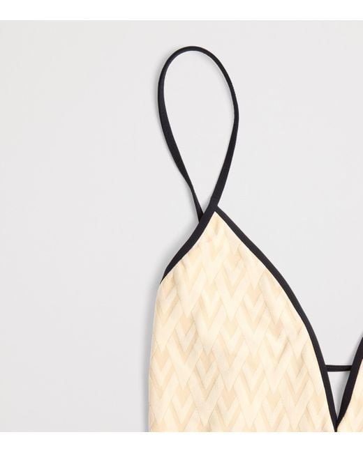 Valentino Natural Jacquard Logo Swimsuit