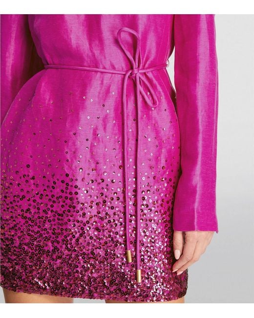 Aje. Pink Reflection Linen-blend Minidress