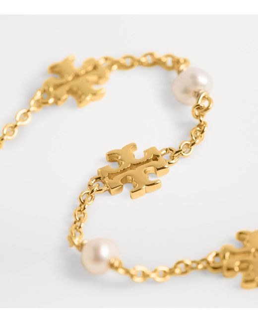 Tory Burch Metallic Kira Pearl Chain Bracelet