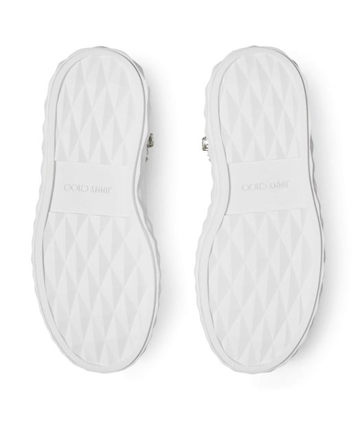 Jimmy Choo White Diamond Light Maxi Leather Sneakers