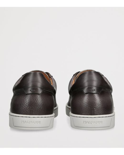 Magnanni Shoes Brown Leather Laceless Sneakers for men