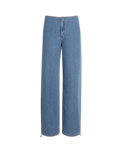 Still Here Blue Drawstring Sport Wide-Leg Jeans