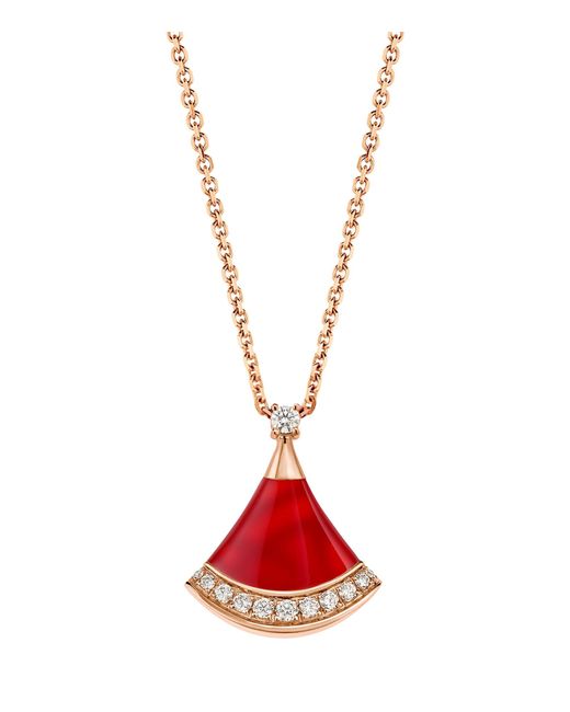 BVLGARI Red Rose Gold, Diamond And Carnelian Divas' Dream Necklace