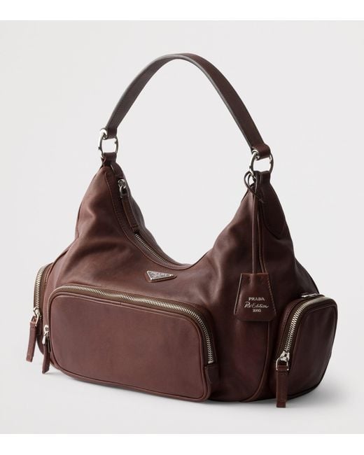 Prada Brown Medium Washed Leather Shoulder Bag