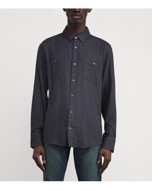 PAIGE Blue Cotton-Blend Check Everett Shirt for men