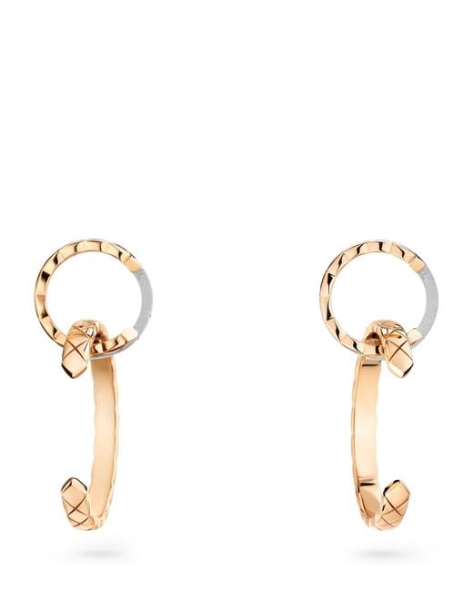 Chanel Metallic Mixed Gold Coco Crush Hoop Earrings